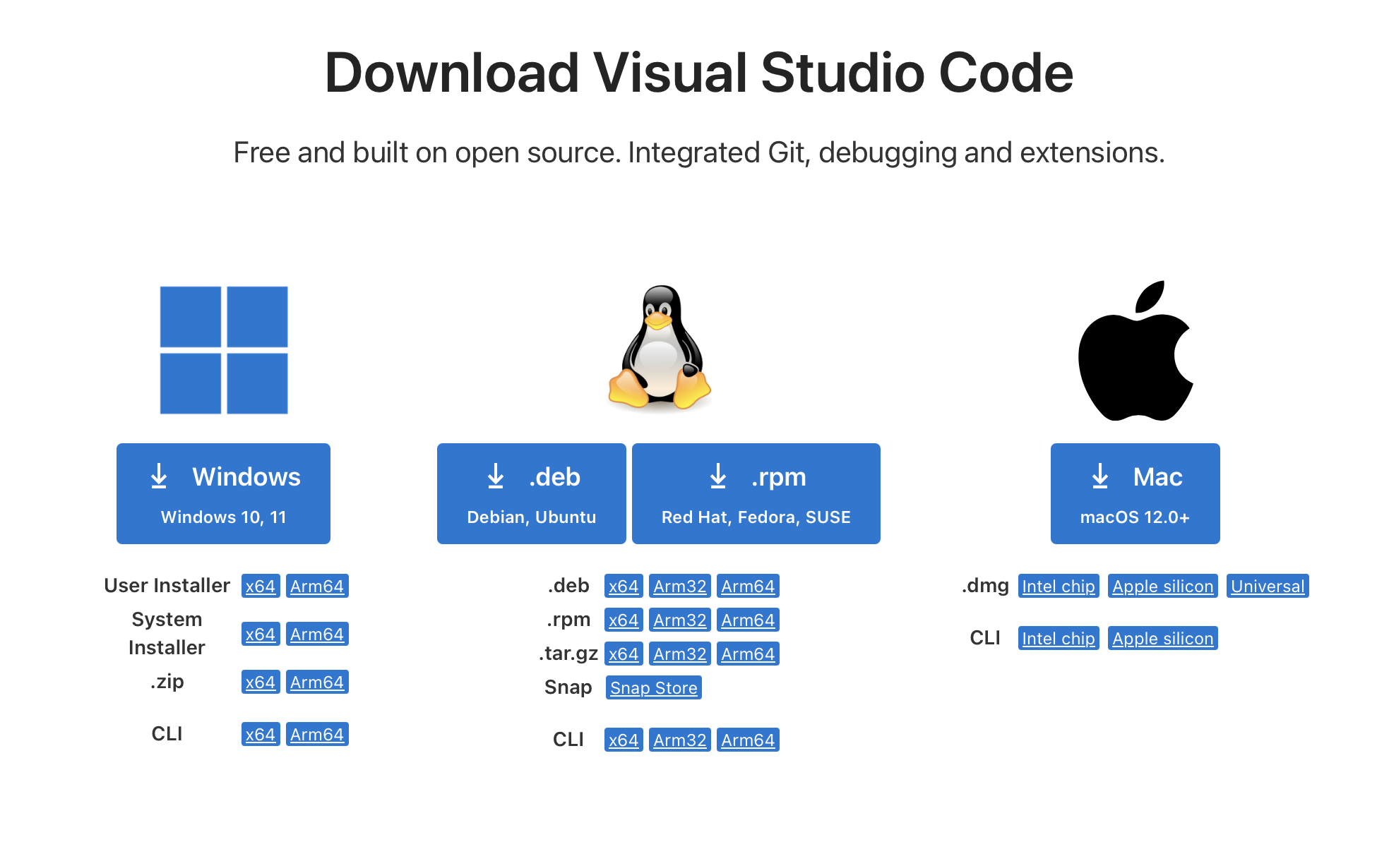 VS Code 下载页面