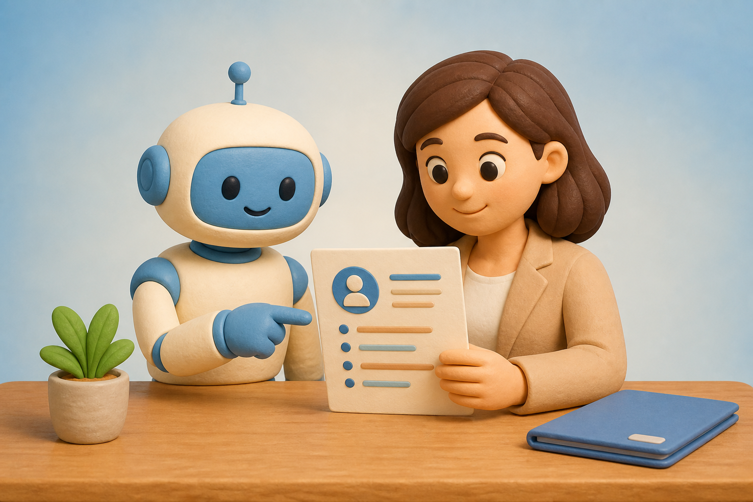 AI 辅助招聘：人和助手一起整理简历材料